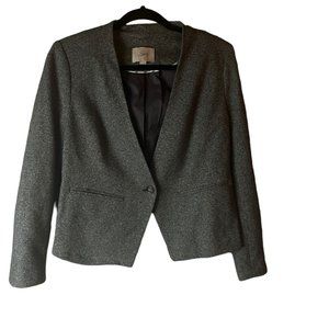 Ann Taylor LOFT One Button Lined Blazer Jacket Classic Knit Grey Petites Size 8P